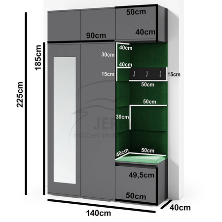 Kleiderschrank KENT, Stoff Trinity 16, graphit